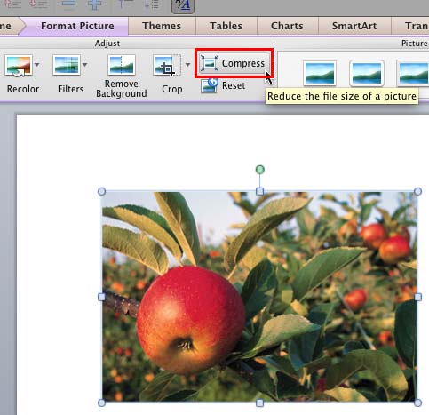 compressing powerpoint presentation using powerpoint for mac